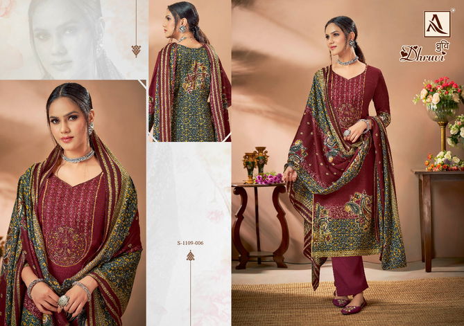 Alok Dhruvi Fancy Casual Wear Pahsmina Wholesale Dress Material Collection